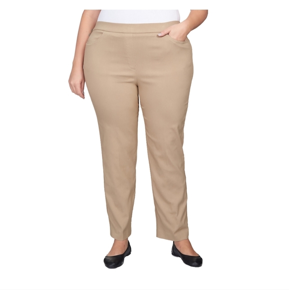 NWT Alfred Dunner Womens Plus-Size Classic Allure Fit Tan Pants Size 16 - Picture 2 of 7